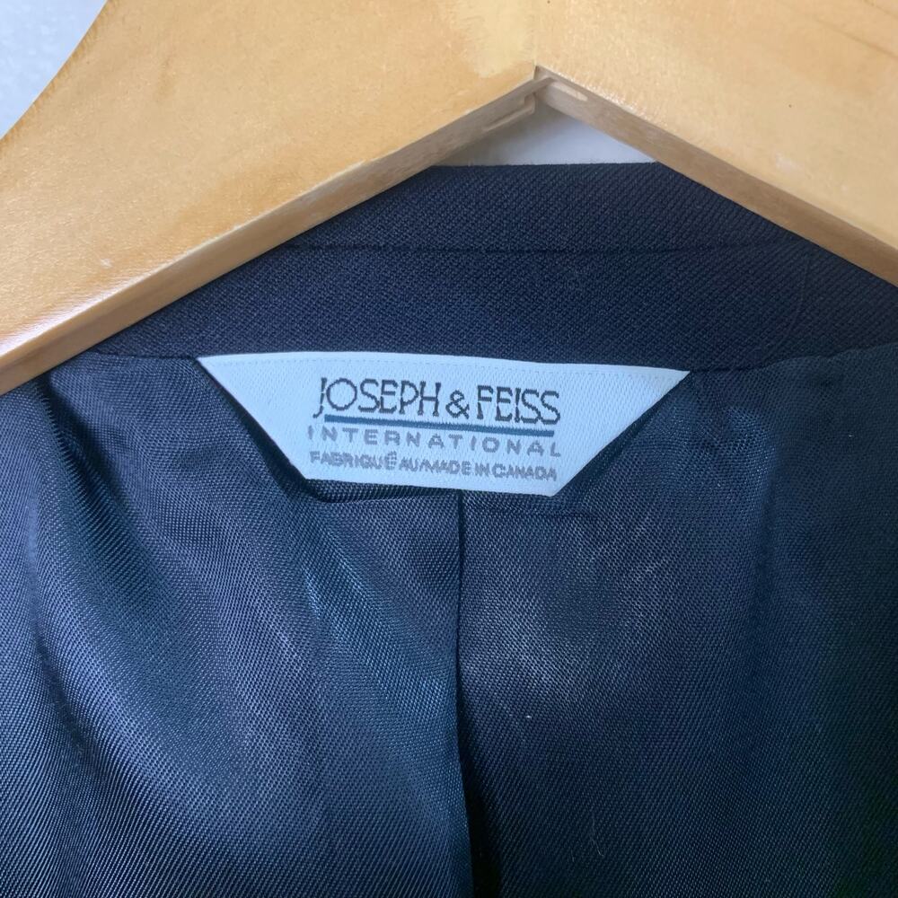 Joseph & Feiss 46 Tall Mens Wool Gold Button Sport Coat Blazer Jacket Navy Blue - Picture 9 of 12